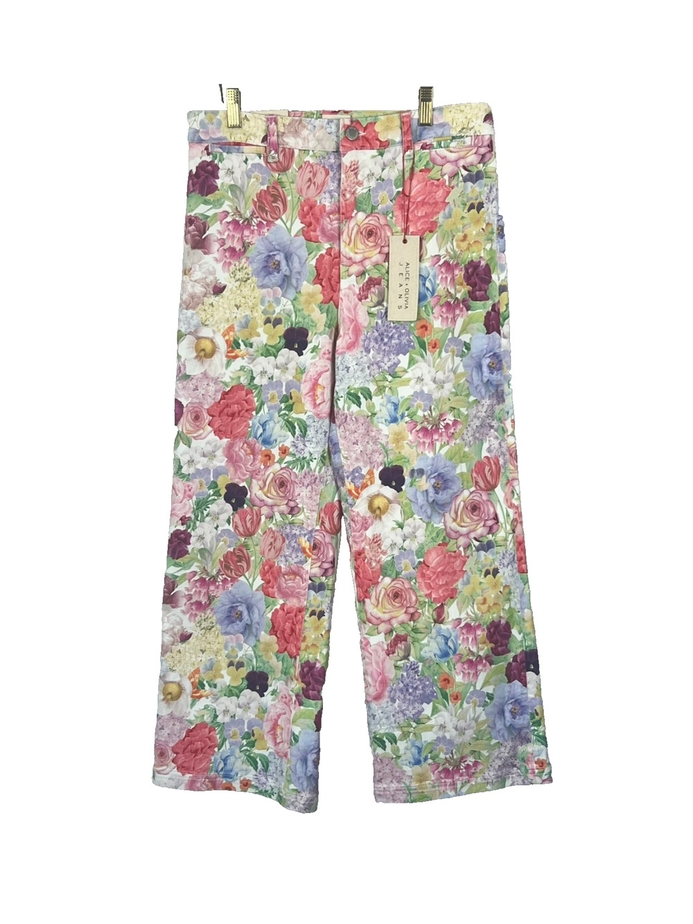 Alice + Olivia Jeans Women's Size 30 Dawn Floral Gorgeous Coin Pocket Crop NWT